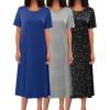 imageEkouaer 3 Pack Long Nightgowns for Women Full Length Short Sleeve Nightshirt Soft Plus Size Sleepwear Casual LoungewearBlue star grey Strip