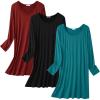 imageEkouaer 3 Pack Womens Nightgowns Long Sleeve Sleep Shirts Comfy Soft Nightshirt Women Pajama Sleep Dress Cute SleepwearBlack blue Green wine Red