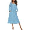 imageEkouaer Long Sleeve Nightgowns for Women Long Sleepshirts Button Night Gowns Sleepwear Full Length Sleep Dress with PocketsBlue Flower