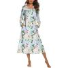 imageEkouaer Long Sleeve Nightgowns for Women Long Sleepshirts Button Night Gowns Sleepwear Full Length Sleep Dress with PocketsFloral Green