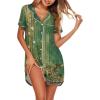 imageEkouaer Nightgowns for Women Button Down Sleepshirt Short Sleeve Nightshirt Boyfriend Pajamas V Neck Nightdress SXXXLGreen  Yellow Pea Florals