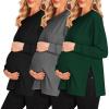 imageEkouaer Womens 3 Packs Maternity Shirts Long Sleeve Side Ruched Pregnancy Tee Workout Top Tunic Blouse Mama Clothes3pcs Black  Dark Grey  Green