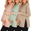 imageEkouaer Womens 3 Packs Maternity Shirts Long Sleeve Side Ruched Pregnancy Tee Workout Top Tunic Blouse Mama Clothes3pcs Dirty Pink  Khaki  Mintgreen