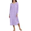 imageEkouaer Womens Long Sleeve Nightgown Long Sleepshirt Henley Nightgowns Full Length Sleep Dress with Pockets S3XLPurple Flower
