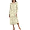 imageEkouaer Womens Long Sleeve Nightgown Long Sleepshirt Henley Nightgowns Full Length Sleep Dress with Pockets S3XLYellowe Leaf