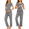 imageEkouaer Womens Nursing Pajamas Maternity Breastfeeding Pjs Sleepwear Layer Soft Postpartum Lounge Set Pregnancy ClothesB Dark Grey
