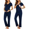 imageEkouaer Womens Nursing Pajamas Maternity Breastfeeding Pjs Sleepwear Layer Soft Postpartum Lounge Set Pregnancy ClothesB Navy