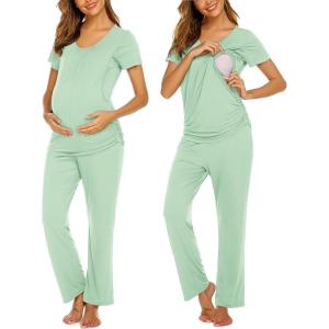 imageEkouaer Womens Nursing Pajamas Maternity Breastfeeding Pjs Sleepwear Layer Soft Postpartum Lounge Set Pregnancy ClothesB Mintgreen