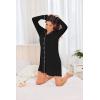 imageEkouaer Womens Nightgown Long Sleeve Nightshirt Button Down Sleepshirt Boyfriend Sleepwear Pajama Dress SXXLBlack