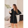 imageEkouaer Womens Nightgown Long Sleeve Nightshirt Button Down Sleepshirt Boyfriend Sleepwear Pajama Dress SXXLBlack