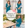 imageEkouaer Womens Nightgown Long Sleeve Nightshirt Button Down Sleepshirt Boyfriend Sleepwear Pajama Dress SXXLBlue Green