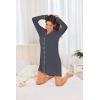 imageEkouaer Womens Nightgown Long Sleeve Nightshirt Button Down Sleepshirt Boyfriend Sleepwear Pajama Dress SXXLDark Grey