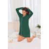 imageEkouaer Womens Nightgown Long Sleeve Nightshirt Button Down Sleepshirt Boyfriend Sleepwear Pajama Dress SXXLEvergreen