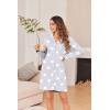 imageEkouaer Womens Nightgown Long Sleeve Nightshirt Button Down Sleepshirt Boyfriend Sleepwear Pajama Dress SXXLGray Star