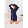 imageEkouaer Womens Nightgown Long Sleeve Nightshirt Button Down Sleepshirt Boyfriend Sleepwear Pajama Dress SXXLNavy Blue