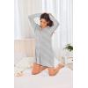 imageEkouaer Womens Nightgown Long Sleeve Nightshirt Button Down Sleepshirt Boyfriend Sleepwear Pajama Dress SXXLStripe