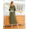 imageEkouaer Womens Nightshirt Long Sleeve Nightgown Round Neck Sleepwear Full Length Pajama Dress with Pockets Loungewear SXXLAarm Green