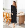 imageEkouaer Womens Nightshirt Long Sleeve Nightgown Round Neck Sleepwear Full Length Pajama Dress with Pockets Loungewear SXXLAblack