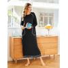 imageEkouaer Womens Nightshirt Long Sleeve Nightgown Round Neck Sleepwear Full Length Pajama Dress with Pockets Loungewear SXXLAblack