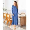 imageEkouaer Womens Nightshirt Long Sleeve Nightgown Round Neck Sleepwear Full Length Pajama Dress with Pockets Loungewear SXXLAblue