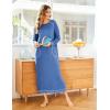 imageEkouaer Womens Nightshirt Long Sleeve Nightgown Round Neck Sleepwear Full Length Pajama Dress with Pockets Loungewear SXXLAblue