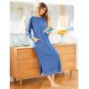 imageEkouaer Womens Nightshirt Long Sleeve Nightgown Round Neck Sleepwear Full Length Pajama Dress with Pockets Loungewear SXXLAblue