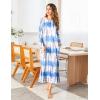 imageEkouaer Womens Nightshirt Long Sleeve Nightgown Round Neck Sleepwear Full Length Pajama Dress with Pockets Loungewear SXXLAblue Strip Print