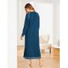 imageEkouaer Womens Nightshirt Long Sleeve Nightgown Round Neck Sleepwear Full Length Pajama Dress with Pockets Loungewear SXXLAdark Blue