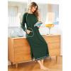 imageEkouaer Womens Nightshirt Long Sleeve Nightgown Round Neck Sleepwear Full Length Pajama Dress with Pockets Loungewear SXXLAdark Green