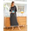 imageEkouaer Womens Nightshirt Long Sleeve Nightgown Round Neck Sleepwear Full Length Pajama Dress with Pockets Loungewear SXXLAdark Grey