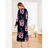 imageEkouaer Womens Nightshirt Long Sleeve Nightgown Round Neck Sleepwear Full Length Pajama Dress with Pockets Loungewear SXXLAfloral Black