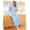 imageEkouaer Womens Nightshirt Long Sleeve Nightgown Round Neck Sleepwear Full Length Pajama Dress with Pockets Loungewear SXXLAfloral Light Blue