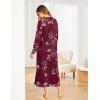 imageEkouaer Womens Nightshirt Long Sleeve Nightgown Round Neck Sleepwear Full Length Pajama Dress with Pockets Loungewear SXXLAfloral Red