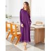 imageEkouaer Womens Nightshirt Long Sleeve Nightgown Round Neck Sleepwear Full Length Pajama Dress with Pockets Loungewear SXXLAfuchsia
