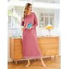imageEkouaer Womens Nightshirt Long Sleeve Nightgown Round Neck Sleepwear Full Length Pajama Dress with Pockets Loungewear SXXLApink