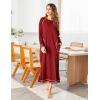 imageEkouaer Womens Nightshirt Long Sleeve Nightgown Round Neck Sleepwear Full Length Pajama Dress with Pockets Loungewear SXXLAwine Red