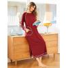 imageEkouaer Womens Nightshirt Long Sleeve Nightgown Round Neck Sleepwear Full Length Pajama Dress with Pockets Loungewear SXXLAwine Red