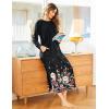 imageEkouaer Womens Nightshirt Long Sleeve Nightgown Round Neck Sleepwear Full Length Pajama Dress with Pockets Loungewear SXXLBlack Flower