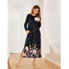 imageEkouaer Womens Nightshirt Long Sleeve Nightgown Round Neck Sleepwear Full Length Pajama Dress with Pockets Loungewear SXXLBlack Flower