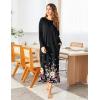 imageEkouaer Womens Nightshirt Long Sleeve Nightgown Round Neck Sleepwear Full Length Pajama Dress with Pockets Loungewear SXXLBlack Flower