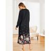 imageEkouaer Womens Nightshirt Long Sleeve Nightgown Round Neck Sleepwear Full Length Pajama Dress with Pockets Loungewear SXXLBlack Flower