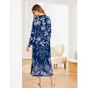 imageEkouaer Womens Nightshirt Long Sleeve Nightgown Round Neck Sleepwear Full Length Pajama Dress with Pockets Loungewear SXXLNavy Blue Flower