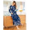 imageEkouaer Womens Nightshirt Long Sleeve Nightgown Round Neck Sleepwear Full Length Pajama Dress with Pockets Loungewear SXXLNavy Blue Flower