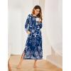 imageEkouaer Womens Nightshirt Long Sleeve Nightgown Round Neck Sleepwear Full Length Pajama Dress with Pockets Loungewear SXXLNavy Blue Flower