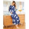 imageEkouaer Womens Nightshirt Long Sleeve Nightgown Round Neck Sleepwear Full Length Pajama Dress with Pockets Loungewear SXXLPat5