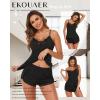 imageEkouaer Pajama Sets for Women Lingerie Sleepwear 2 Piece Cami Split Short Set V Neck Lace Summer PjsBlack2