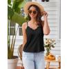 imageEkouaer Pajama Sets for Women Lingerie Sleepwear 2 Piece Cami Split Short Set V Neck Lace Summer PjsBlack2