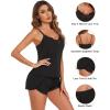 imageEkouaer Pajama Sets for Women Lingerie Sleepwear 2 Piece Cami Split Short Set V Neck Lace Summer PjsBlack2