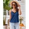imageEkouaer Pajama Sets for Women Lingerie Sleepwear 2 Piece Cami Split Short Set V Neck Lace Summer PjsBlue