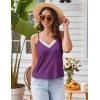 imageEkouaer Pajama Sets for Women Lingerie Sleepwear 2 Piece Cami Split Short Set V Neck Lace Summer PjsDeep Purple